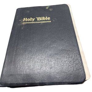 holy bible dictionary concordance king james version book black English READ